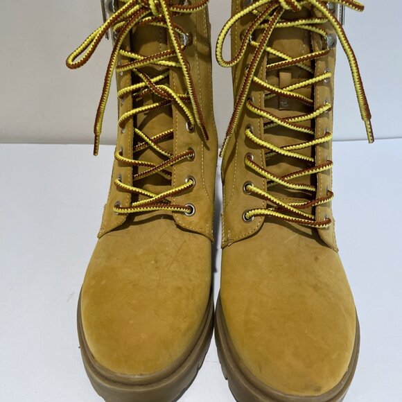 VTG Y2K Nine West Lace-Up Lug Sole Combat Boots Size 11M Beige Chunky Retro - Picture 9 of 12